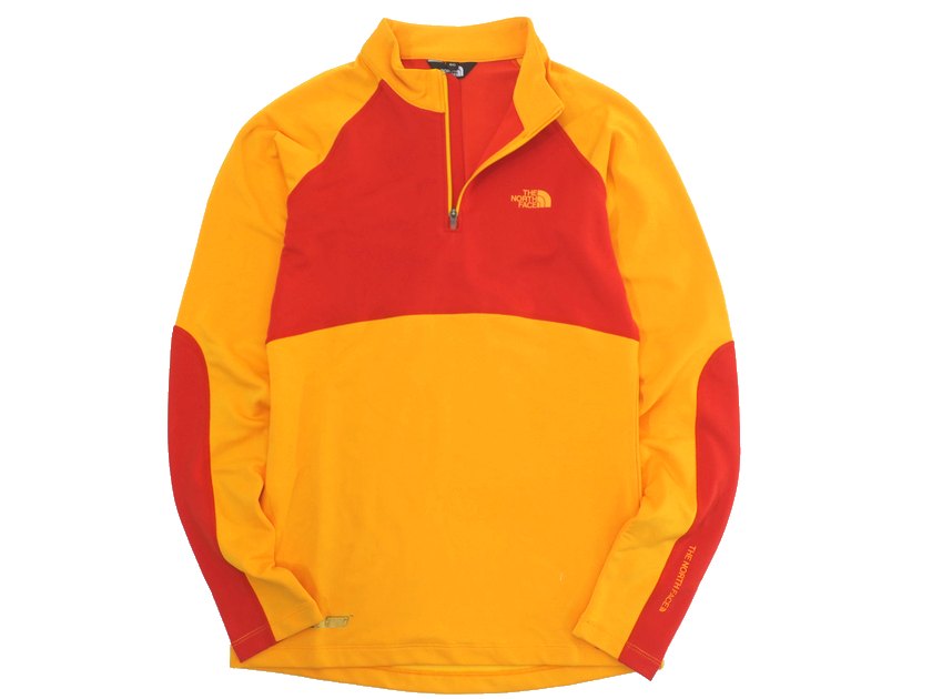 THE NORTH FACE ノースフェイス W'S WARMGEARB L/S ZIP TEE COOLMAX 切替 ハーフジップ プルオーバーシャツ NFT7LD94 ゴールドイエロー 80(S)▲043▼30425h01