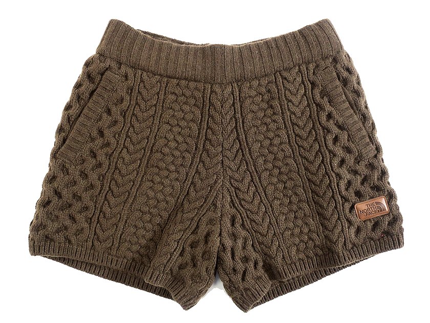 THE NORTH FACE ノースフェイス W'S MAYFLE SWEATER SHORTS ケーブルニット ニット ショーツ ショートパンツ レディース NYS6KF80 ブラウン 65(S)▲047▼30427h05