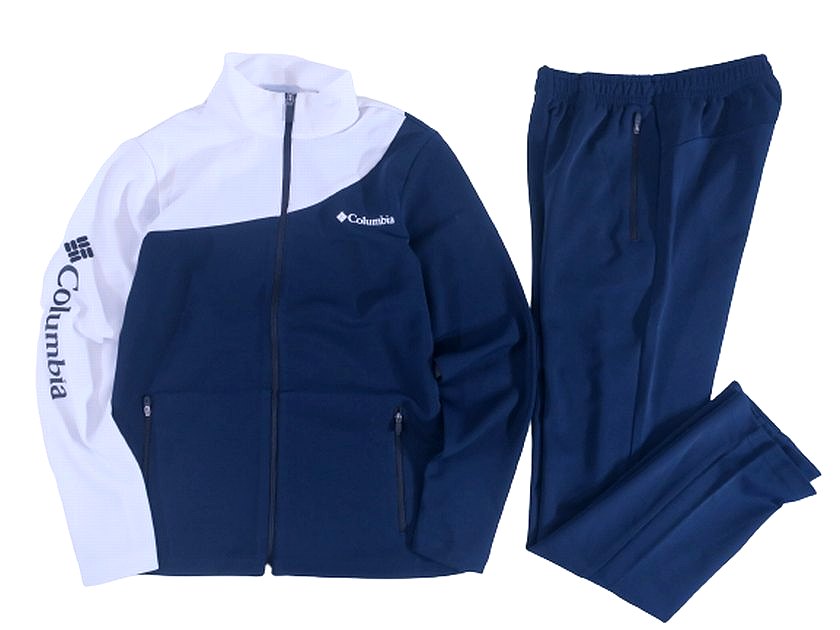 コロンビア Columbia Sportswear コロンビア ストレッチ ジップアップ ジャケット トラックパンツ セットアップジャージ ウェア アウトドアウェア YMG936 ネイビー×ホワイト 85(XS)▲048▼30522h02