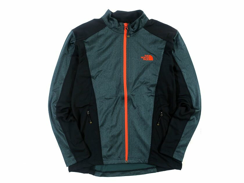 THE NORTH FACE ノースフェイス 切替 ヘリンボーン柄 フルジップ ジャケット アウトドア NFT5JF51 グリーン ブラック 95(M) ▲026▼30925h02