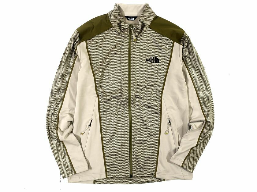 THE NORTH FACE ノースフェイス 切替 ヘリンボーン柄 フルジップ ジャケット アウトドア NFT5JF51 ベージュ ライトブラウン 95(M) ▲026▼30925h07