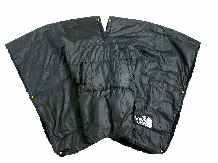 ザ・ノース・フェイス ブランケット THE NORTH FACE ザ ノースフェイス Wawona Fuzzy Blanket ワオナ ファジー ブランケット ポンチョ NN72217 定価2.0万 ブラック×グレー▲045▼30725h11