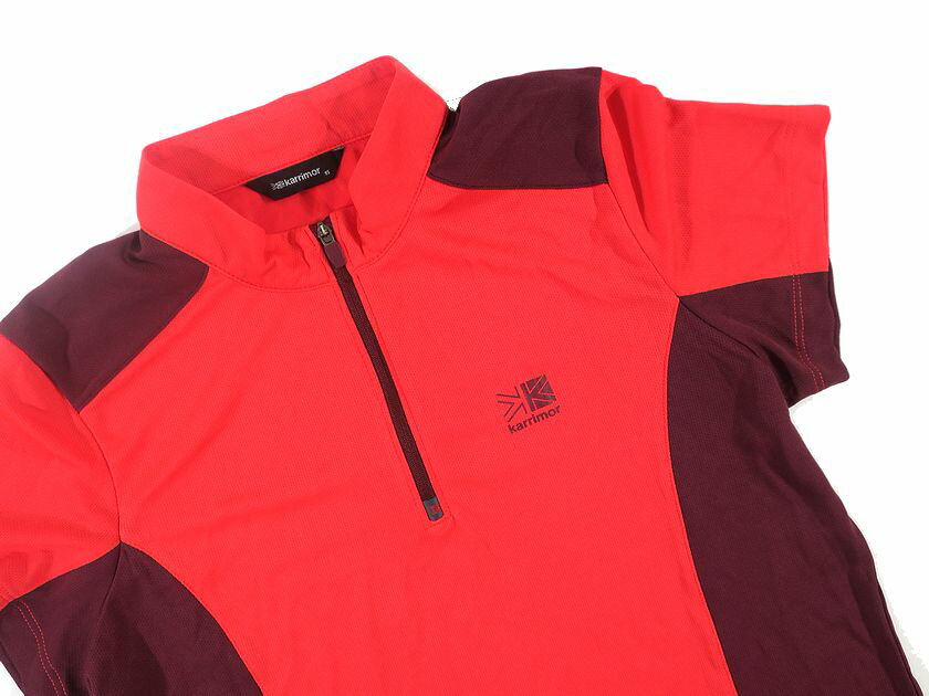 Karrimor カリマー askin UVカット 冷間 吸水速乾性 ハーフジップ プルオーバー ストレッチ シャツ ウェア 1KATSM5509CR レディース レッド × ワインレッド 90-01 95-02 ▲010▼30811h10
