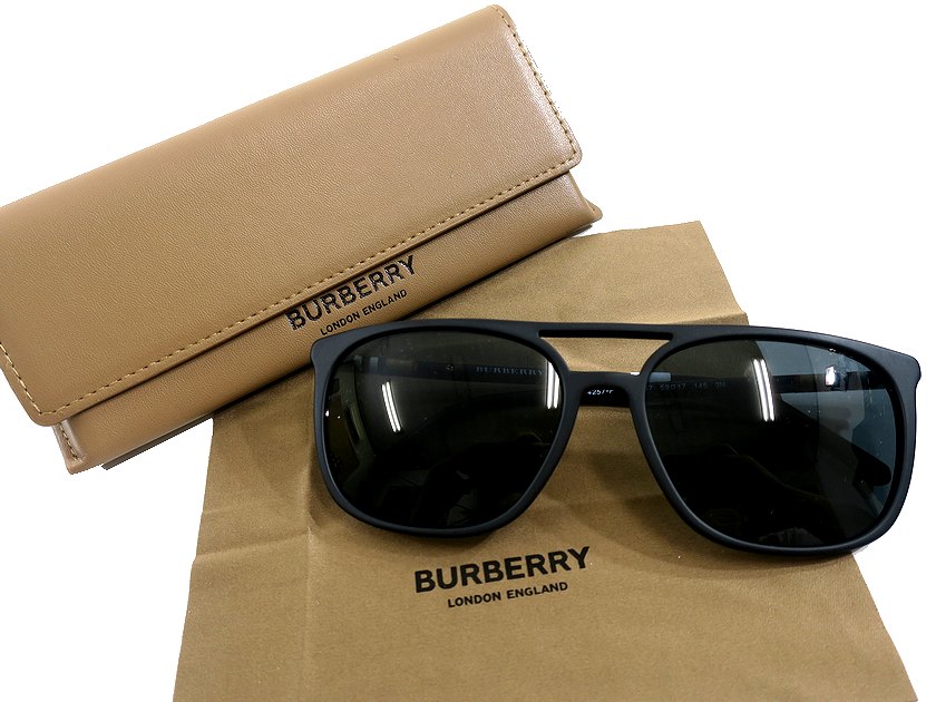 BURBERRY LONDON ENGLAND バーバリー イタリア製 バーバリーチェック ダブルブリッジ サングラス メガネ アイウェア B4257-F 59 ブラック▲072▼30619h10