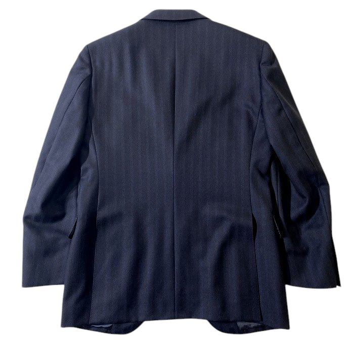 RICHIESTA リキエスタ 大賀 日本製 ウール100％ ストライプ柄 2B テーラードジャケット 187J8253 ダークネイビー ブラック AM ▲074▼41226w09