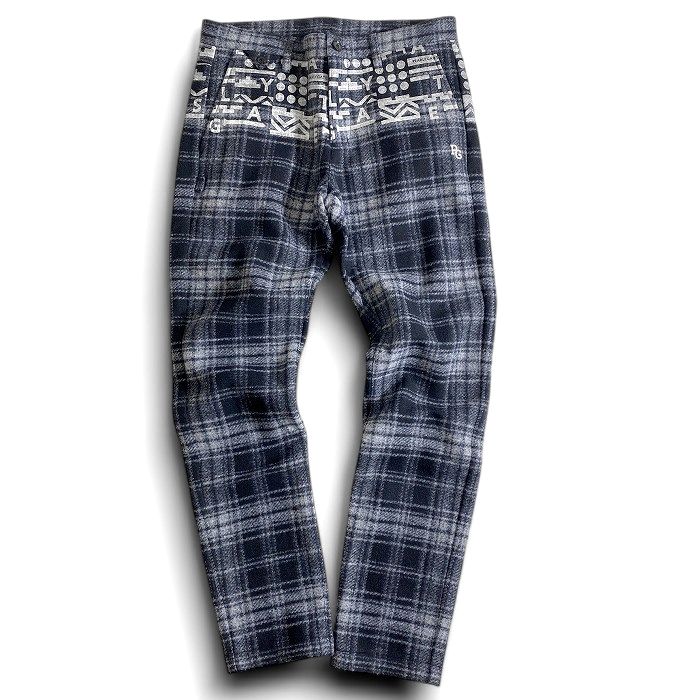 【中古】【新古品・未使用品】PEARLY GATES パーリーゲイツ ゴルフ ブリスター ジャガード ボンディング加工 チェック柄 ナバホ柄 ストレッチ ロングパンツ 053-2231111 定価3.6万 ダークネイビー グレー 4-01 5-02 ▲040▼50207w01