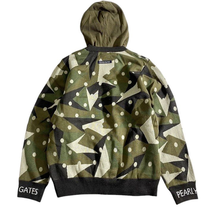 【中古】【新古品・未使用品】PEARLY GATES パーリーゲイツ ゴルフ 防風 透湿 カシミヤタッチ ストレッチ 2way ニット プルオーバー セーター インナーニット付き ゴルフウェア レディース 055-2270104 定価5.1万 オリーブ カーキ ダークブラウン 0-01 1-02 ▲057▼50213w02