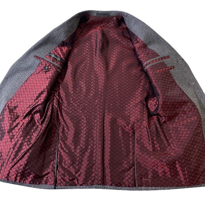 RICHIESTA リキエスタ 大賀 日本製 ウール100％ カラーネップ 段返り3B ワンタック 3ピース シングルスーツ ジャケット ベスト ジレ パンツ スラックス 187C8808 メランジグレー AL ▲074▼50108w02