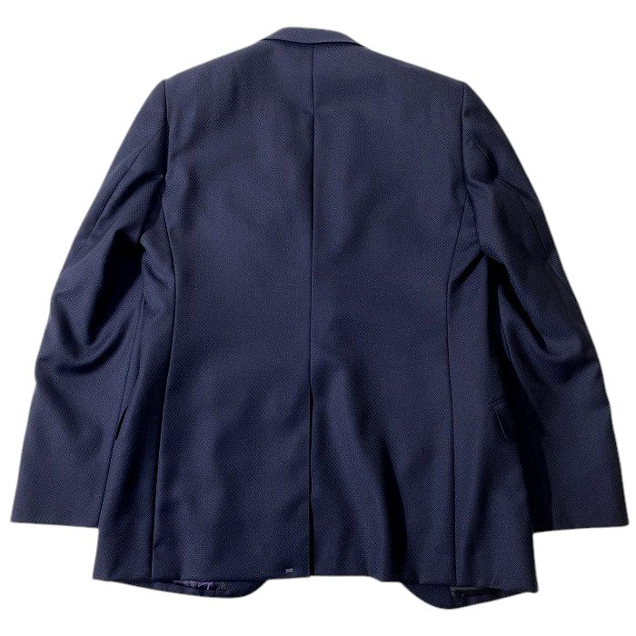 RICHIESTA リキエスタ 大賀 日本製 ウール100％ 織り柄 2B ノータック シングルスーツ ジャケット パンツ スラックス 184A7828 ネイビー AL ▲074▼41224w09