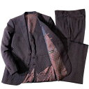 GIVERDYE BEST SELECTION ジバルディ 大賀 日本製 イタリア製生地使用 Tollegno 高機能3D WOOL ウール ナチュラルストレッチ 2B ノータック 3ピース シングルスーツ ジャケット ベスト ジレ パンツ スラックス 187C8240 ワイン ブラック AL ▲074▼50116w05