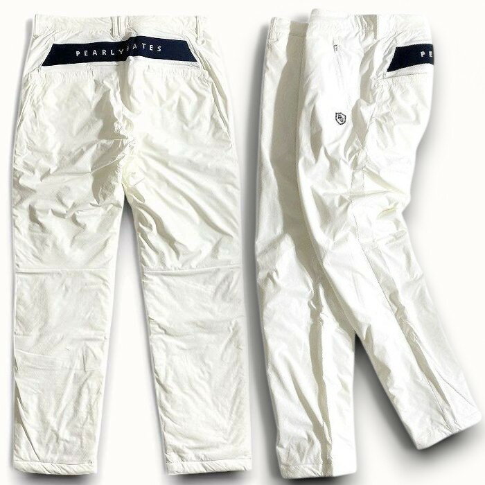 【中古】【新古品・未使用品】PEARLY GATES パーリーゲイツ ゴルフ PRIMALOFT 織り柄 テクノストレッチ 中綿入り ロングパンツ ゴルフウェア 053-2131101 定価3.1万 ホワイト 7 ▲035▼50226w11