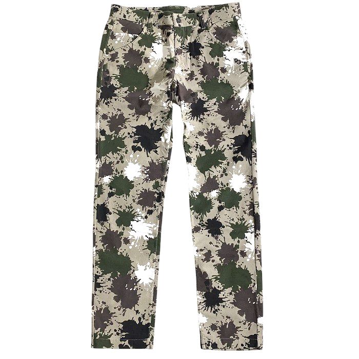 【中古】【新古品・未使用品】PEARLY GATES パーリーゲイツ ゴルフ コットン混 微起毛 ペイントカモ柄 迷彩柄 ストレッチ ロングパンツ ゴルフウェア 053-2131009 定価3.1万 ミックスカーキ ブラック 4-01 5-02 6-03 ▲035▼50226w16