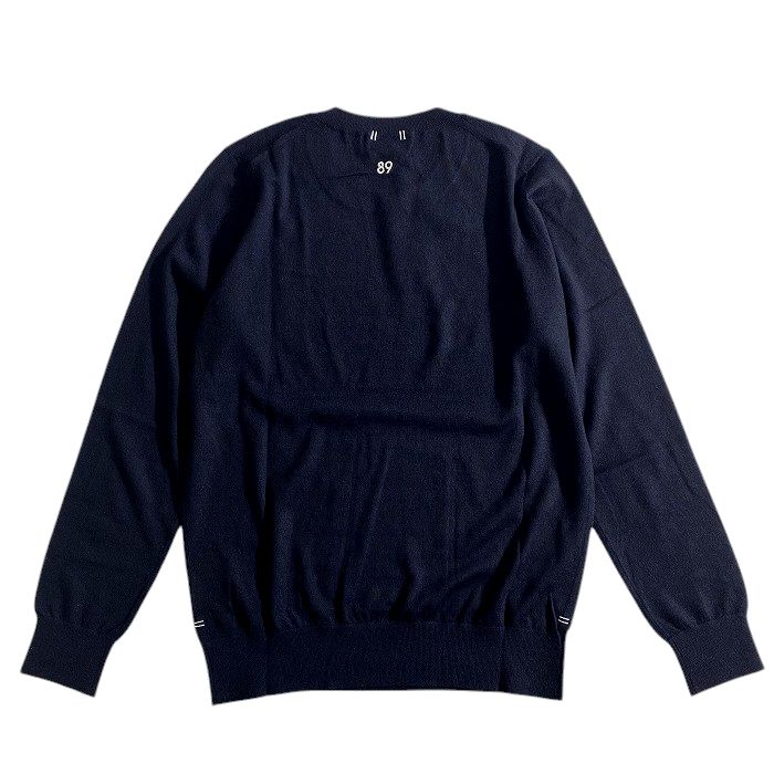 【中古】【新古品・未使用品】PEARLY GATES パーリーゲイツ ゴルフ ESSENTIAL SERIES ピュアカシミヤ フライングラビット刺繍 薄手 クルーネック 丸首 長袖 ニット セーター ゴルフウェア 055-2970052 定価4.1万 ダークネイビー 0-00 1-01 2-02 ▲046▼50214w09