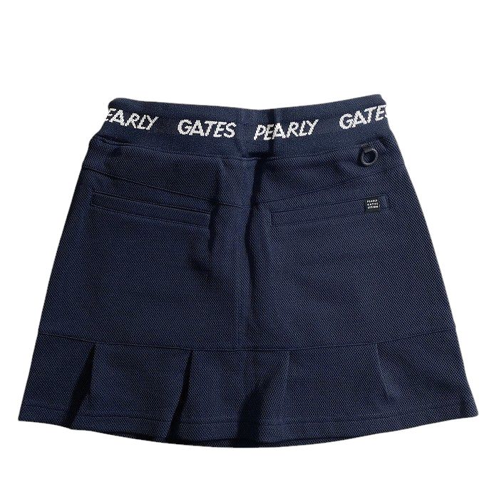 【中古】【新古品・未使用品】PEARLY GATES パーリーゲイツ ゴルフ ハニカムメッシュ ダブルラッセル フロントロゴ ストレッチ ミニ スカート ゴルフウェア レディース 055-2134416 定価2.9万 ネイビー 00-00 0-01 ▲033▼50226w03