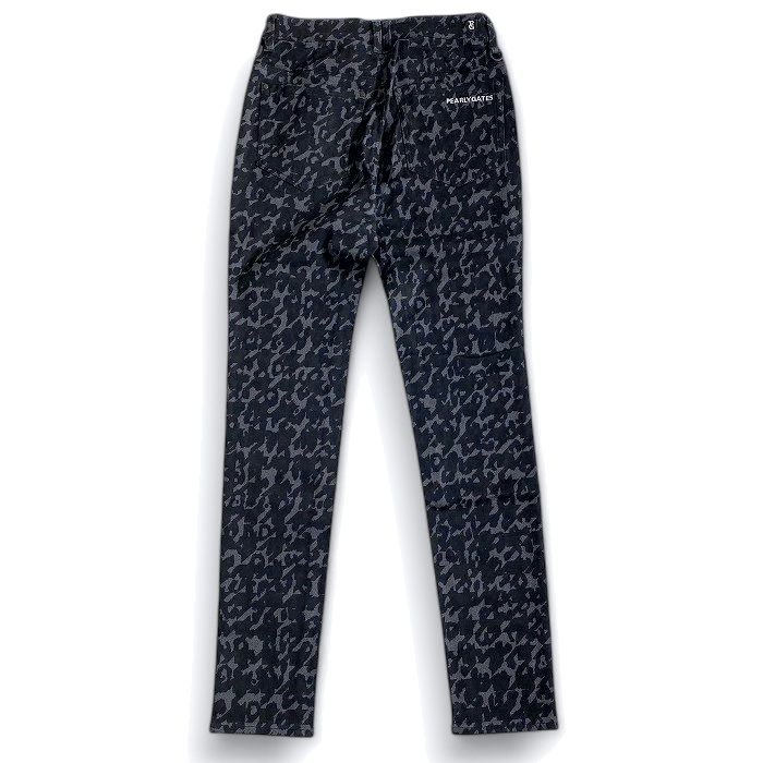 【中古】【新古品・未使用品】PEARLY GATES パーリーゲイツ ゴルフ コットン混ドビー レオパード柄 千鳥柄 ハイパワーストレッチ ロングパンツ ゴルフウェア レディース 055-2231016 定価3.1万 グレー ブラック 00-00 0-01 ▲035▼50225w06