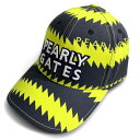 【中古】【新古品・未使用品】PEARLY GATES パーリーゲイツ ゴルフ フロントロゴ ギザギザボーダー柄 総柄 6パネル キャップ 帽子 ユニセックス 053-2187600 定価7千 グレー イエロー FR ▲008▼50325w06