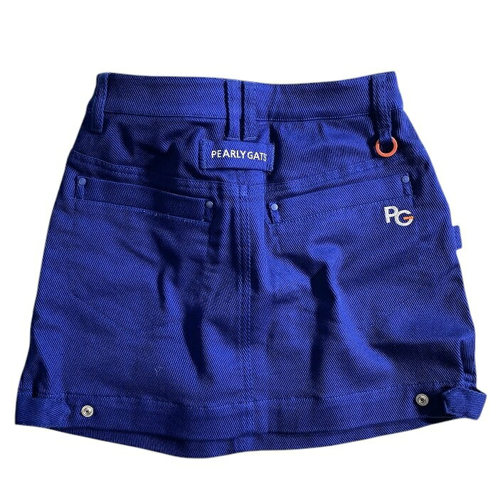 【中古】【新古品・未使用品】PEARLY GATES パーリーゲイツ ゴルフ EXBRID ルアンチンカルゼ 無地 ストレッチ ミニ スカート ゴルフウェア 055-2134202 定価2.6万 ブルー 00-00 0-01 1-02 ▲029▼50610w08