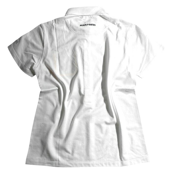 【中古】【新古品・未使用品】PEARLY GATES パーリーゲイツ ゴルフ シルケットバイオ加工 パッチポケット ヘリンボーン織り ストレッチ 半袖 ポロシャツ ゴルフウェア レディース 055-2260612 定価1.9万 ホワイト オレンジ 0-01 1-02 2-03 ▲022▼50612w03