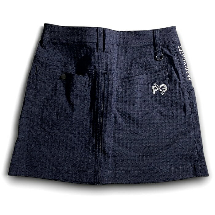【中古】【新古品・未使用品】PEARLY GATES パーリーゲイツ ゴルフ 吸水速乾 コットン混アートピケ 織り柄 ストレッチ ミニ スカート ゴルフウェア レディース 055-2134402 定価2.6万 ネイビーブラック 00-00 0-01 1-02 ▲029▼50616w11