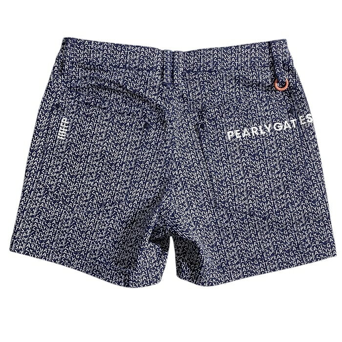 【中古】【新古品・未使用品】PEARLY GATES パーリーゲイツ ゴルフ コットン混 カルゼ グラデーションロゴ 総柄 ストレッチ ショートパンツ ショーパン ゴルフウェア 055-2232804 定価2.7万 ネイビー 00-00 0-01 1-02 ▲030▼50611w10