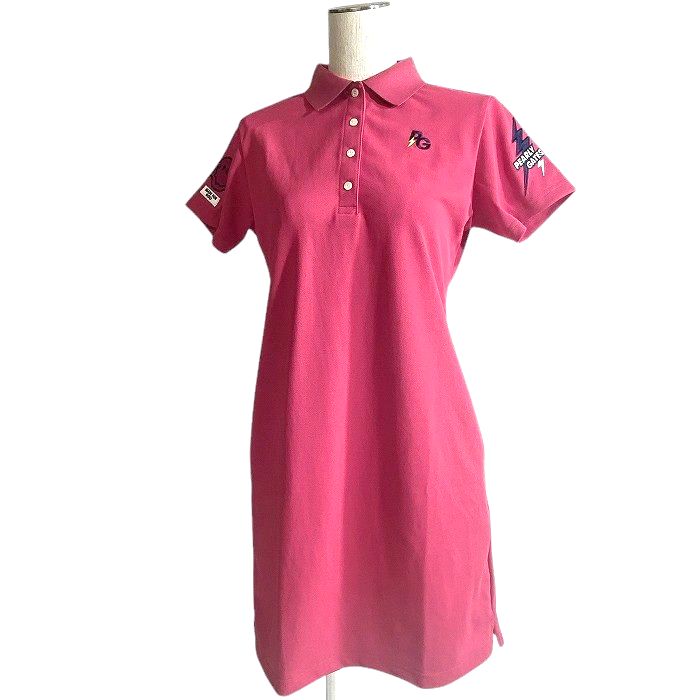 【中古】【新古品・未使用品】PEARLY GATES パーリーゲイツ ゴルフ 日本製 TOKE NICO ペンタス アロフト バックプリント ストレッチ 半袖 ポロシャツ ワンピース ゴルフウェア レディース 055-2224602 定価2.6万 ピンク 0-01 1-02 ▲022▼50508w01