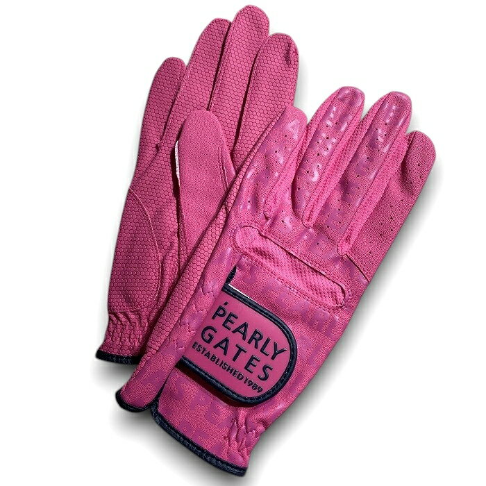 【中古】【新古品・未使用品】PEARLY GATES パーリーゲイツ ゴルフ オールシーズン対応 レザー グローブ 両手用 ユニセックス 053-2985206 定価7千 ピンク SS-00 S-01 ▲009▼50812w11