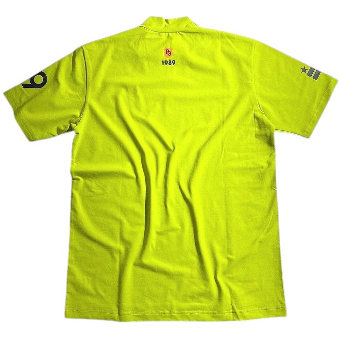 【中古】【新古品・未使用品】PEARLY GATES パーリーゲイツ ゴルフ ソルディフェンダー 吸汗速乾 接触冷感 エンブレムプリント ストレッチ モックネック 半袖 カットソー インナー Tシャツ ゴルフウェア 053-2267791 定価1.3万 ライム 3-01 4-02 5-03 6-04 ▲015▼50808w06