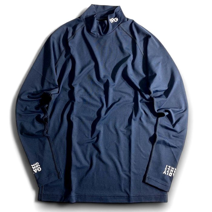 【中古】【新古品・未使用品】PEARLY GATES パーリーゲイツ ゴルフ 吸水速乾 UVカット BEATRIX PLUS グラデーションロゴ 無地 ハイネック 長袖 カットソー インナーシャツ ゴルフウェア 053-2266801 定価1.2万 ダークネイビー 4 ▲013▼50812w07