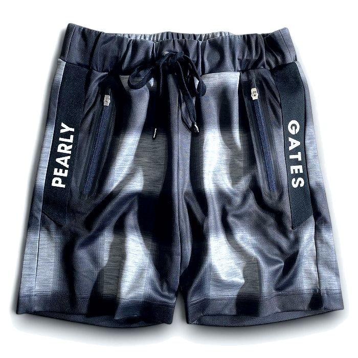 【中古】【新古品・未使用品】PEARLY GATES パーリーゲイツ ゴルフ モノフィラエアクッション オンブレチェック柄 ストレッチ ショートパンツ イージーショーツ ゴルフウェア 053-2232801 定価2.6万 ブラック グレー 4 ▲029▼50724w05