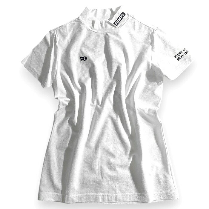 【中古】【新古品・未使用品】PEARLY GATES パーリーゲイツ ゴルフ 日本製 ベアカノコ バックプリント ストレッチ モックネック 半袖 カットソー インナーシャツ ゴルフウェア レディース 055-2167402 定価1.6万 ホワイト 0-01 1-02 ▲018▼50620w11