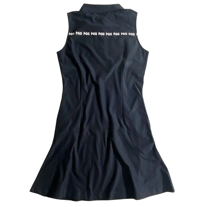 【中古】【新古品・未使用品】PGG by PEARLY GATES ピージージー パーリーゲイツ ゴルフ 吸汗速乾 ALTIMA デニムライク ロゴライン ストレッチ ノースリーブ ミニ ポロワンピース ゴルフウェア レディース 269-2124400 定価2.2万 ダークネイビー 0-01 1-02 ▲024▼50806w13