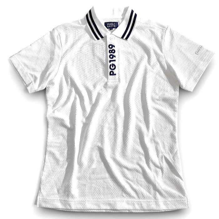 【中古】【新古品・未使用品】PEARLY GATES パーリーゲイツ ゴルフ 日本製 吸汗速乾 遮熱 TRYCOOL サッカーチェック ストレッチ 半袖 ポロシャツ ゴルフウェア 053-2260707 定価1.9万 ホワイト 3-01 4-02 ▲022▼50902w08