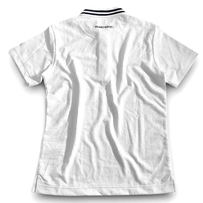 【中古】【新古品・未使用品】PEARLY GATES パーリーゲイツ ゴルフ 日本製 吸汗速乾 遮熱 TRYCOOL サッカーチェック ストレッチ 半袖 ポロシャツ ゴルフウェア 053-2260707 定価1.9万 ホワイト 3-01 4-02 ▲022▼50902w08