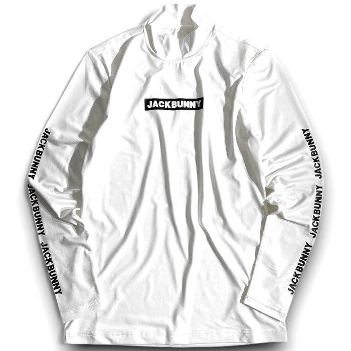 【中古】【新古品・未使用品】Jack Bunny!! by PEARLY GATES ジャックバニー パーリーゲイツ ゴルフ UVカット×冷却効果 CoolCore ボックスロゴ ストレッチ モックネック 長袖 カットソー シャツ ゴルフウェア 262-3166537 定価9千 オフホワイト 3-01 4-02 ▲010▼50905w04