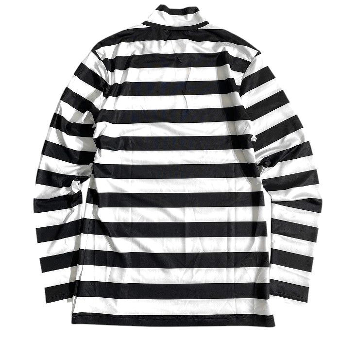 【中古】【新古品・未使用品】Jack Bunny!! by PEARLY GATES ジャックバニー パーリーゲイツ UVカット×冷却効果 CoolCore ボックスロゴ ボーダー柄 モックネック 長袖 カットソー シャツ ゴルフウェア 262-3166537 定価9千 オフホワイト ブラック 3-01 4-02 ▲010▼50905w05