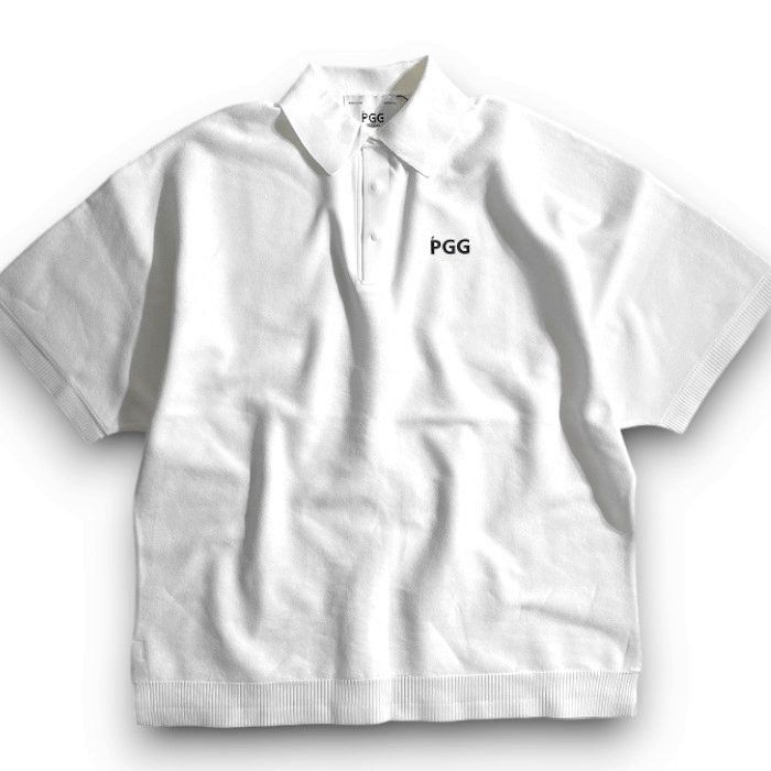 【中古】【新古品・未使用品】PGG by PEARLY GATES ピージージー パーリーゲイツ ゴルフ 吸汗速乾 ローカルポリ 無地 ストレッチ ドルマンスリーブ 半袖 ポロシャツ ニットポロ ゴルフウェア 262-2275605 定価2.4万 ホワイト M-01 L-02 ▲027▼50925w07