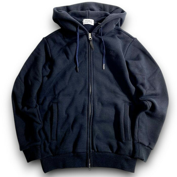 【中古】【新古品・未使用品】PEARLY GATES パーリーゲイツ ゴルフ 日本製 ESSENTIAL ウルトラファインメリノウール ベビーカシミア ポイント刺繍 ダブルジップ パーカー フーディジャケット ゴルフウェア 053-3962001 定価10.7万 ダークネイビー 4-01 5-02 ▲108▼51006w03