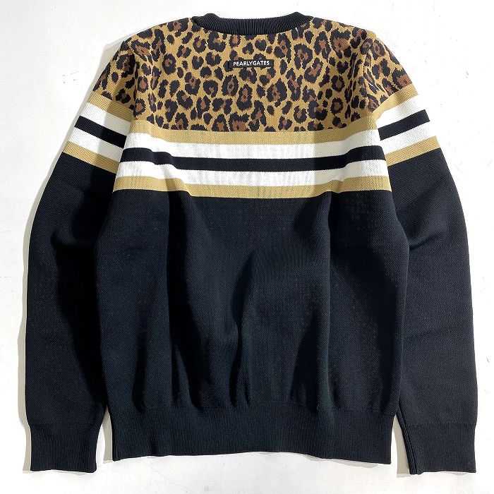FASHION SELECT SHOP クローラーの【中古】【新古品・未使用品】PEARLY GATES パーリーゲイツ 日本製 光栓34 ライン切替 レオパード柄 ヒョウ柄 クルーネック 長袖 ニットプルオーバー セーター ゴルフウェア レディース 055-2270008 定価3.7万 ブラック ブラウンベージュ 0-01 1-02 2-03 ▲041▼51001w09｜アングル2