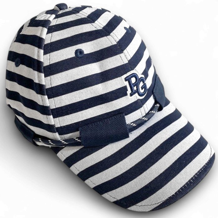【中古】【新古品・未使用品】PEARLY GATES パーリーゲイツ ゴルフ ストレッチコットン ボーダー柄 ドローコード 6パネル キャップ 帽子 ユニセックス 053-2287101 定価8千 ネイビー ホワイト FR▲009▼50828w05