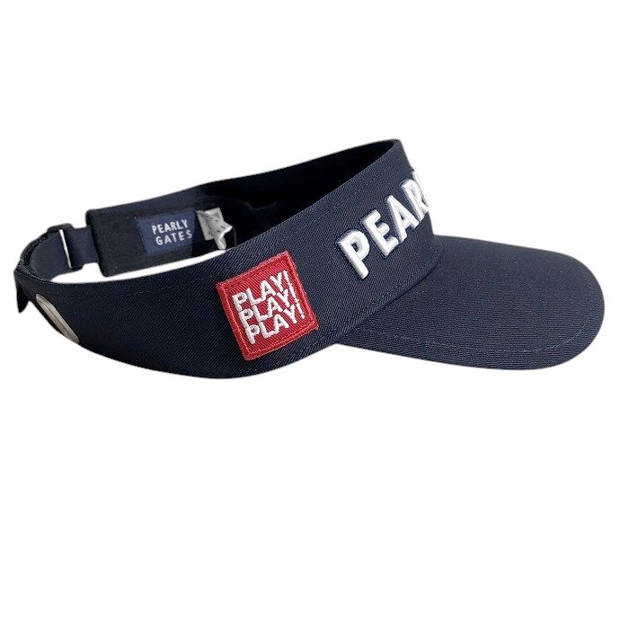 【中古】【新古品・未使用品】PEARLY GATES パーリーゲイツ ゴルフ 立体ロゴ エンブレム刺繍 バイザー サンバイザー 帽子 ユニセックス 053-2287192 定価6千 ネイビー FR ▲007▼50828w02