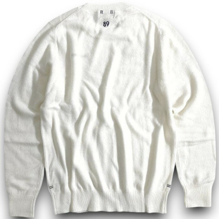 【中古】【新古品・未使用品】PEARLY GATES パーリーゲイツ ゴルフ ESSENTIAL SERIES ピュアカシミヤ フライングラビット刺繍 薄手 クルーネック 丸首 長袖 ニット セーター ゴルフウェア レディース 055-2970002 定価3.3万 クリームホワイト 0-01 1-02 ▲036▼51020w03