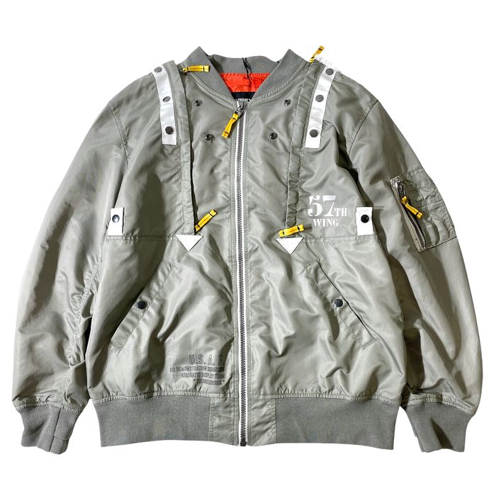 AVIREX アヴィレックス LIGHT MA-1 REMODEL TACTICS2 高耐久ナイロン×コットンスウェット フーデッド ミリタリージャケット ライトMA-1 783-3152007 定価3.9万 023グレー M-01 2XL-02 ▲079▼41025w03