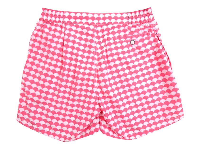 HACKETT LONDON ハケット ロンドン SCALOP 水陸両用 スカラップ総柄 サーフパンツ ボードショーツ ショートパンツ 水着 トランクス HM800745 定1.2万 CORAL S▲008▼30707m03