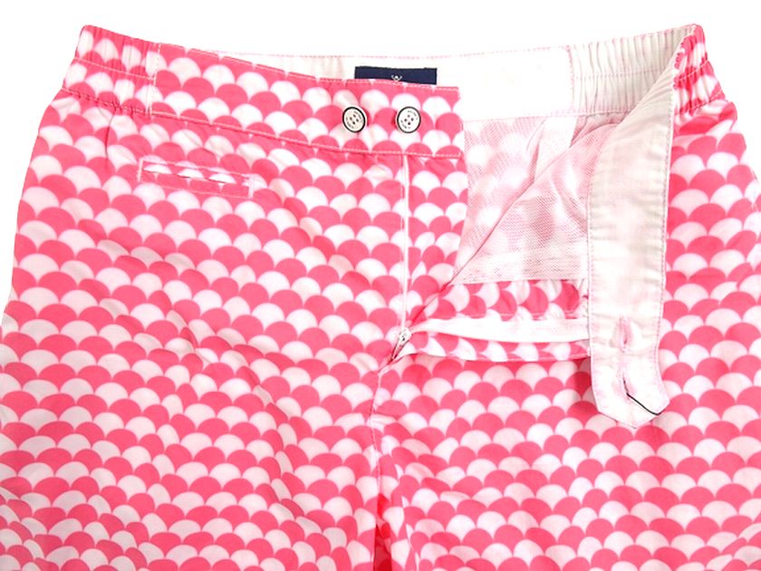 HACKETT LONDON ハケット ロンドン SCALOP 水陸両用 スカラップ総柄 サーフパンツ ボードショーツ ショートパンツ 水着 トランクス HM800745 定1.2万 CORAL S▲008▼30707m03