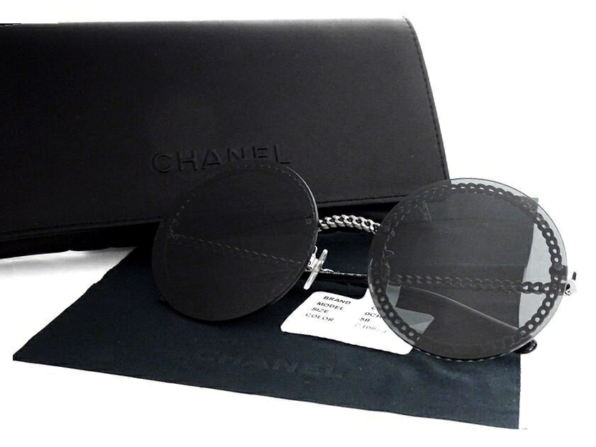 CHANEL シャネル イタリア製 4245 チェーンフレーム ラウンド サングラス アイウェア メガネ 眼鏡 0CH4245 定6.4万 C108S4▲132▼20727m08のサムネイル