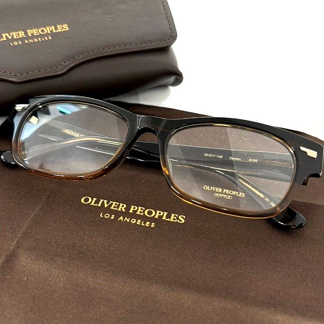 OLIVER PEOPLES オリバーピープルズ 日本製 DENTON スクエア 彫金 メガネ 眼鏡 定3.1万 ブラウン系▲054▼30620h03