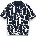 LUXEAKMPLUS リュクスエイケイエムプラス GOLF ゴルフ 総柄ロゴ 半袖 モックネックニット ゴルフウェア スポーツウェア LAK-23001 定価...