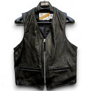 【中古】【新古品・未使用品】Perfecto by Schott N.Y.C. パーフェクト バイ ショット USA製 193V LEATHER VEST 本革 牛革 Vネック レザーベスト バイカーズベスト ジレ 782-3951001 定価6.9万 ブラック M ▲150▼50805m12