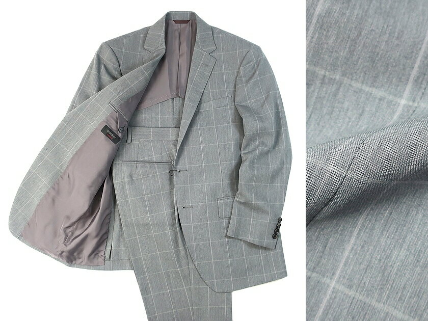 日本製 定価8.2万 D’URBAN ダーバン ombrare Monsoon ウインドウペン モヘヤ混 シングルスーツ ジャケット パンツ 灰 AB4 / ki190125_6w