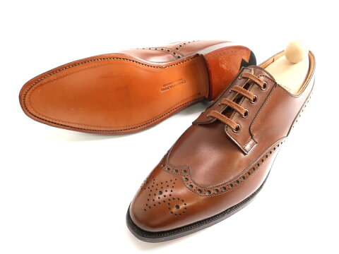 Crockett&Jones クロケット＆ジョーンズ 英国製 ORIEL2 メダリオン ウイングチップ レザーソール 外羽根 本革 レザーシューズ ブラウン 8▲300▼91203k05